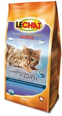 LECHAT GATTO CROCCANTINI SACCO KG.1,5 CON TONNO E SALMONE